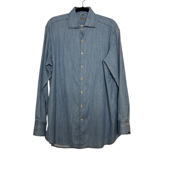 Stenstroms Light Blue Denim Button Up Shirt XL - Picture 12 of 12
